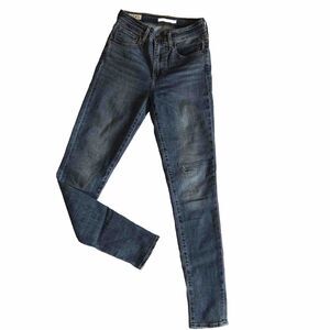 Levi’s 721 Womens High Rise Skinny Premium Blue Jeans Distressed Stretch Sz 25